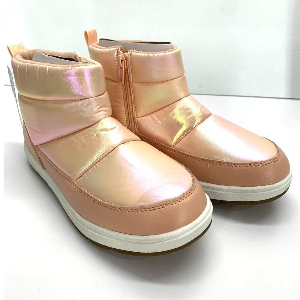 Cat & Jack Girls Sz 5 Fleece Zipper Ankle Puffer Boots Blush Pink